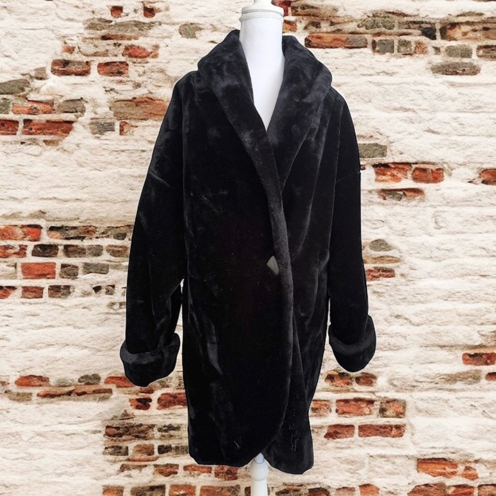 Vintage Donnybrook Faux Fur Coat Jacket Car Coat Oversized L Large Medium M
